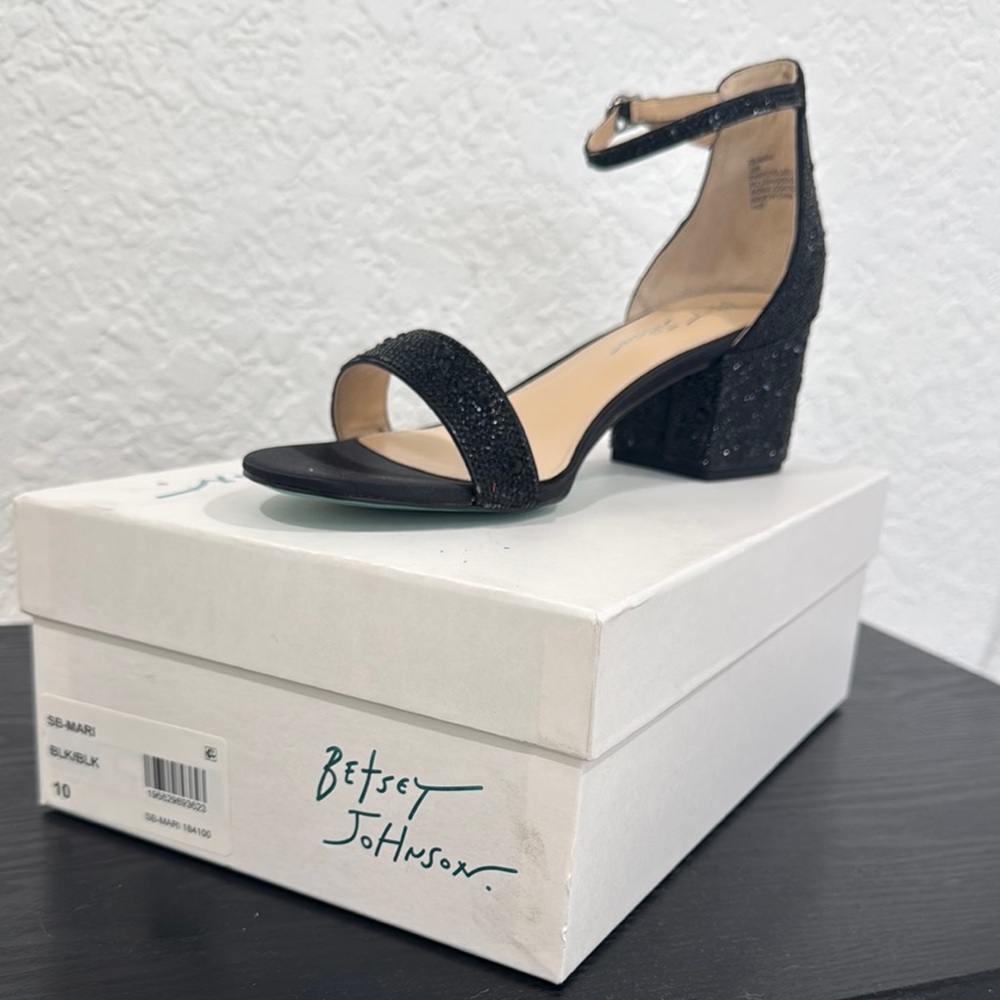 Betsey Johnson Black Block Heel Sandals